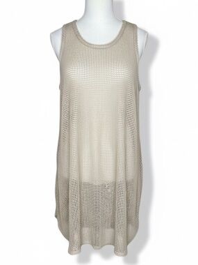 Jordan Taylor Elif Mesh Cover Up Dress Beige Sheer Beach Swim Coastal L